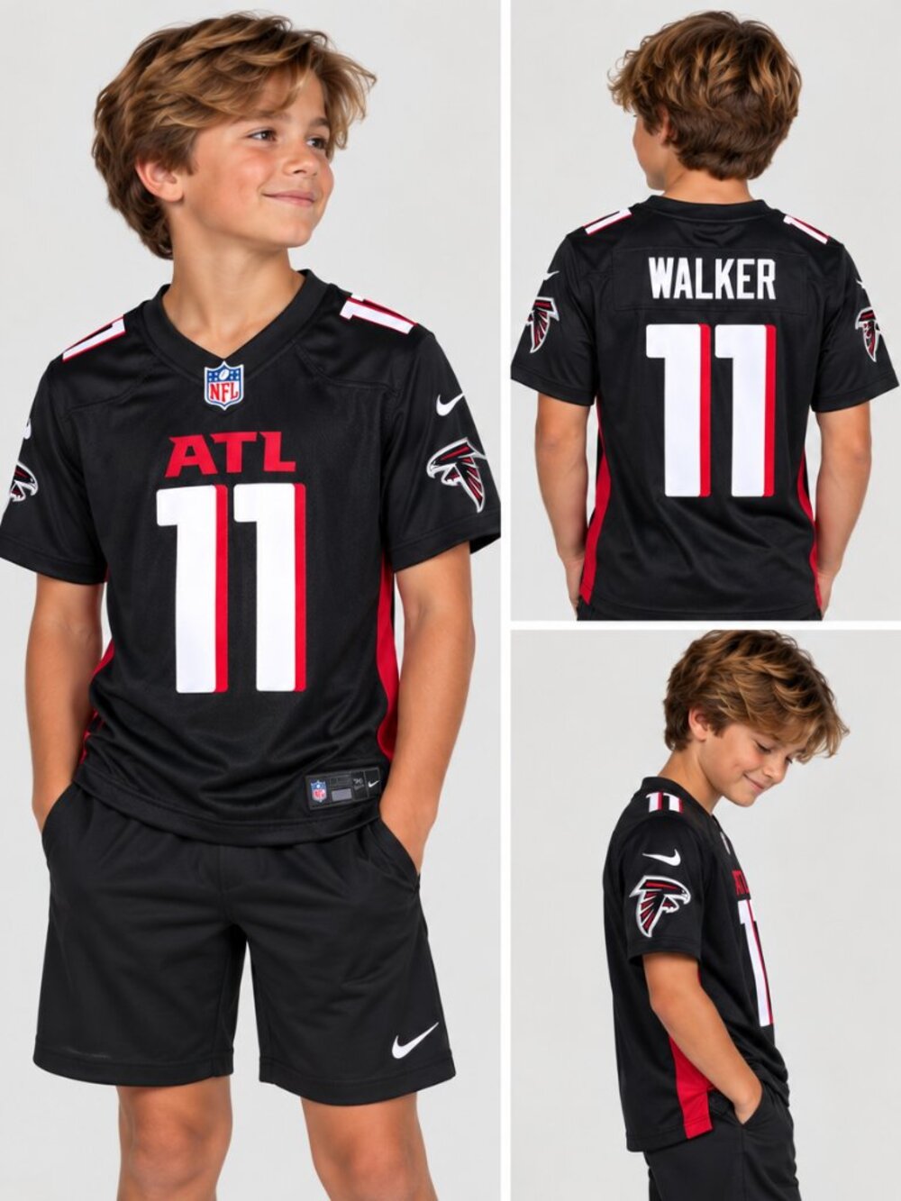 Nike Atlanta Falcons Walker #11 NFL On Field Jersey Black Youth M NWT
